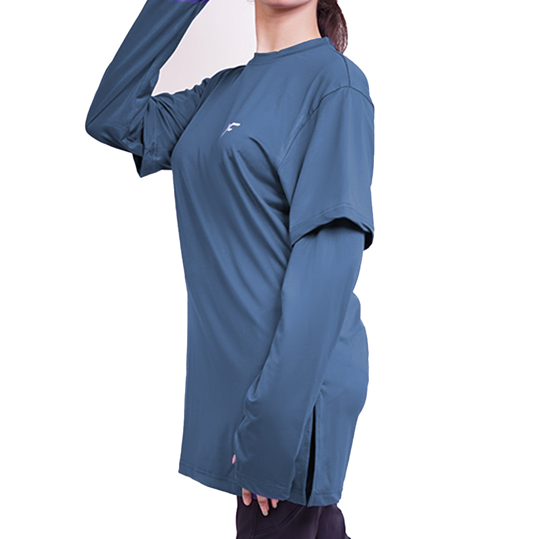 Blue Double Sleeves Top