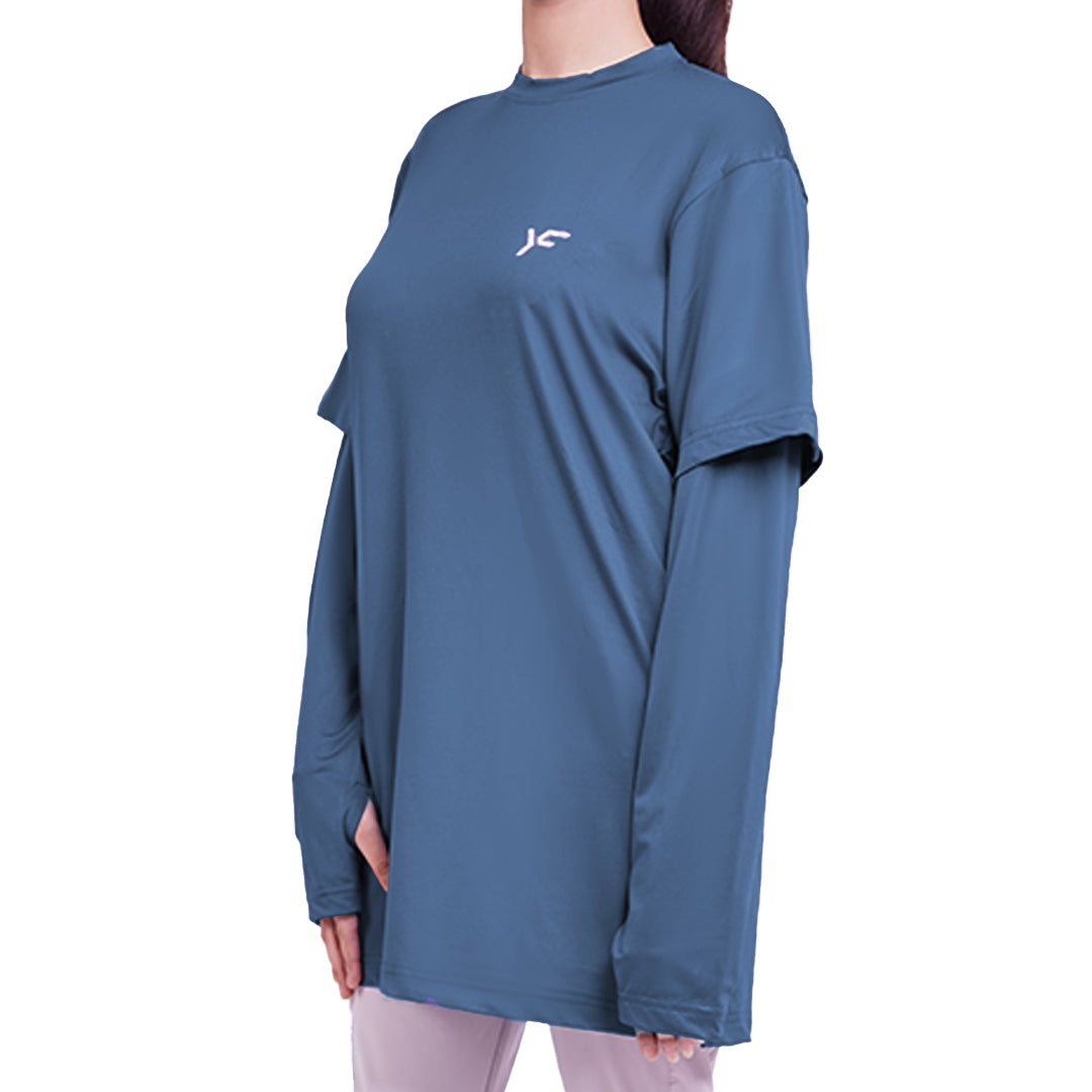 Blue Double Sleeves Top