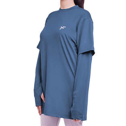 Blue Double Sleeves Top
