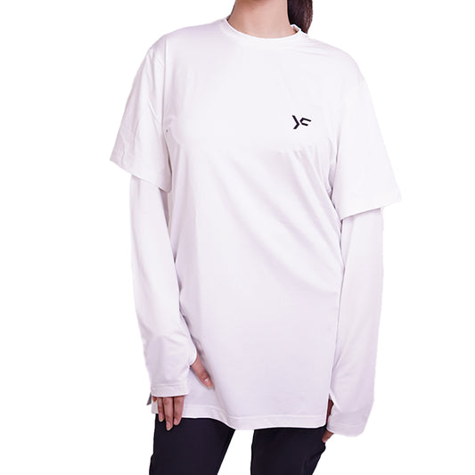 White Double Sleeves Top for Modest Activewear for Women in Pakistan